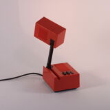 Red compact transforming reading or wall lamp by staff leuchten, germany 1960s.
