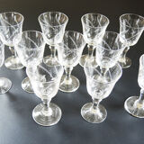 11 old digestive glasses in cut glass