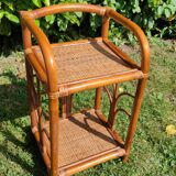 Bamboo and rattan bedside table pair