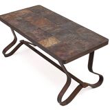 Brutalist coffee table by Adnet