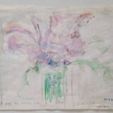 Watercolor by Nagao Usui: Bouquet of flowers