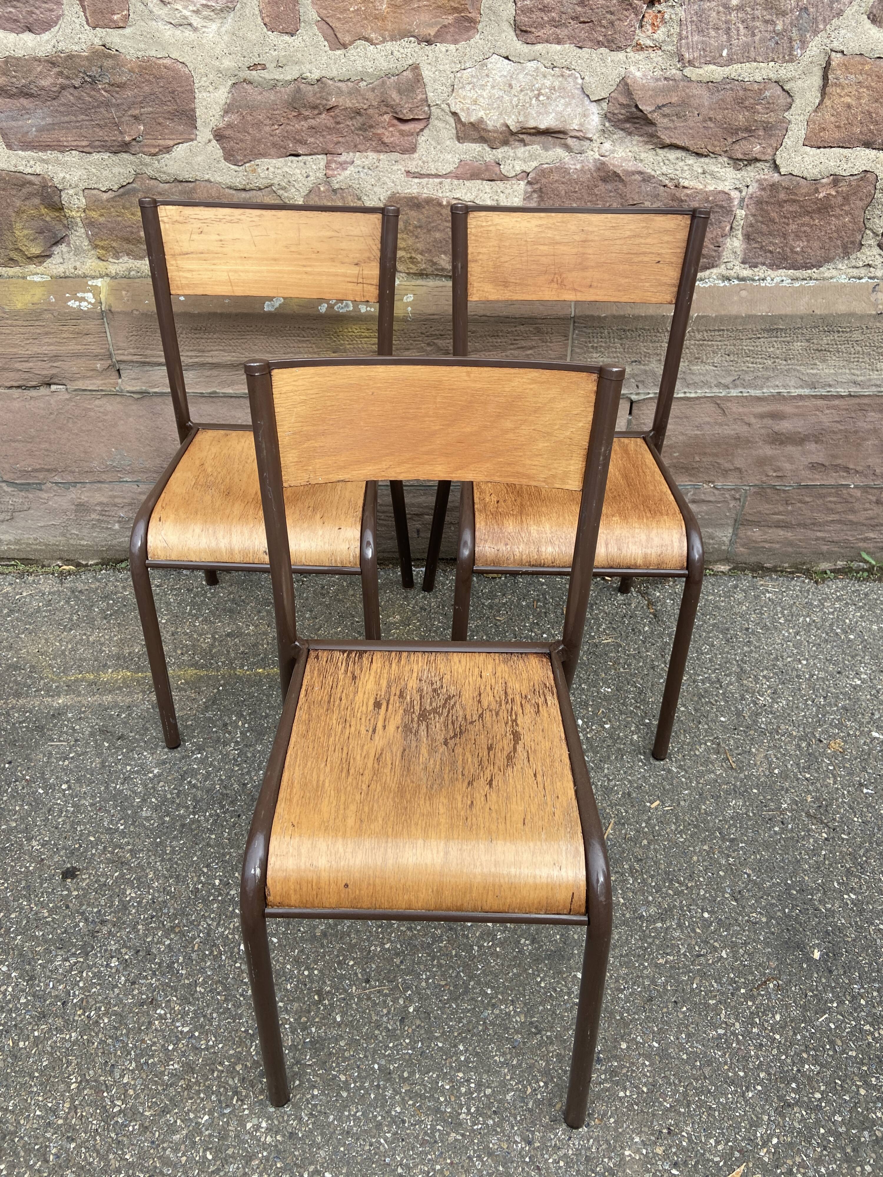 4 vintage school chairs