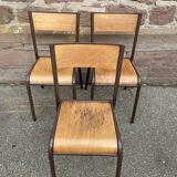 4 vintage school chairs