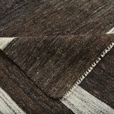 6x10 Brown & Beige Handmade Wool Kilim Rug, 195x324Cm