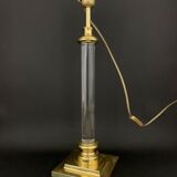 House the dolphin, lamp foot in plexiglass and gold metal design 1970