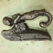 Petit heurtoir sirène ou angelot en fonte couleur bronze - xxè