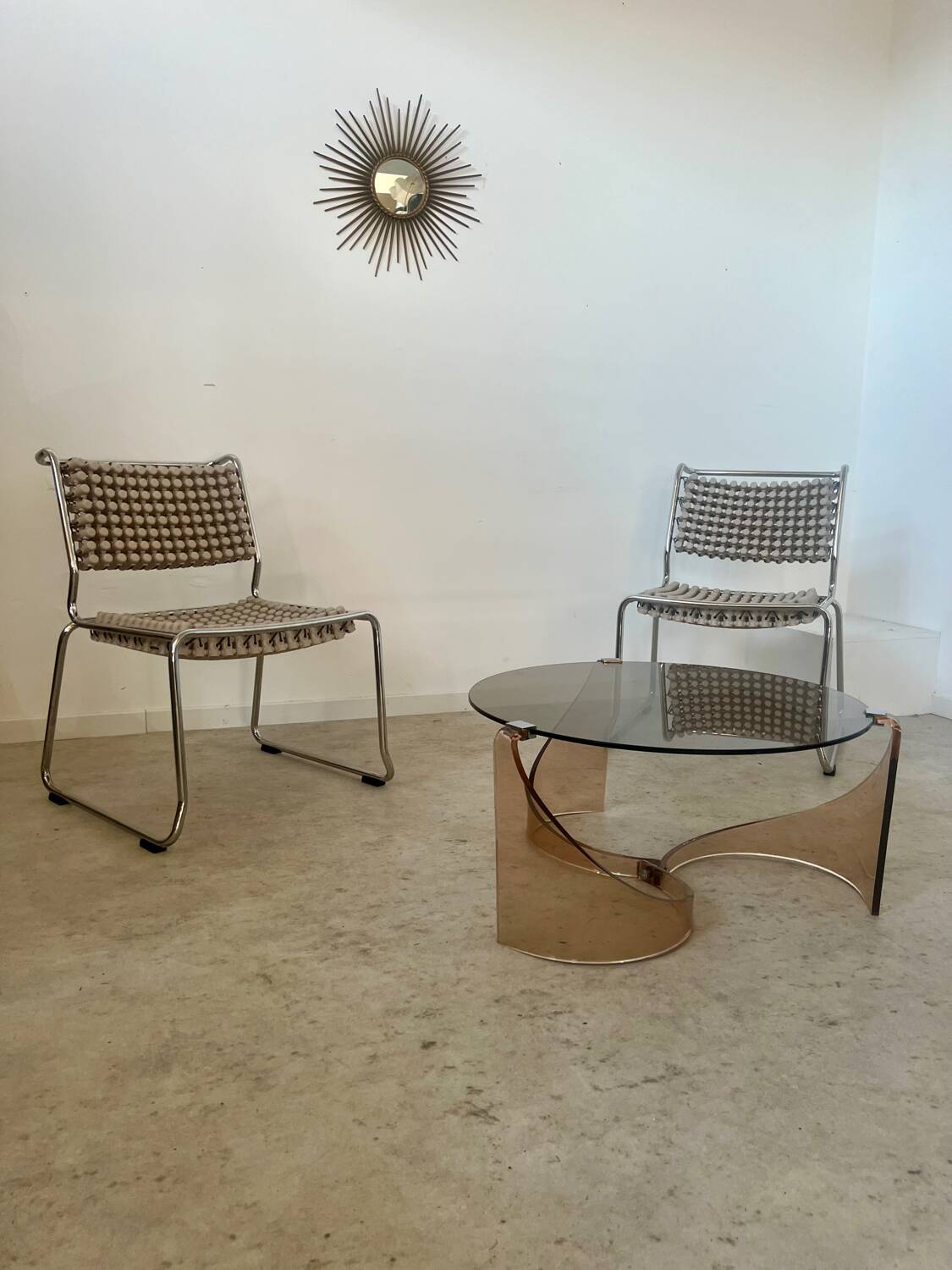 Old plexiglass and smoked glass coffee table design Space age 60s/70s vintage