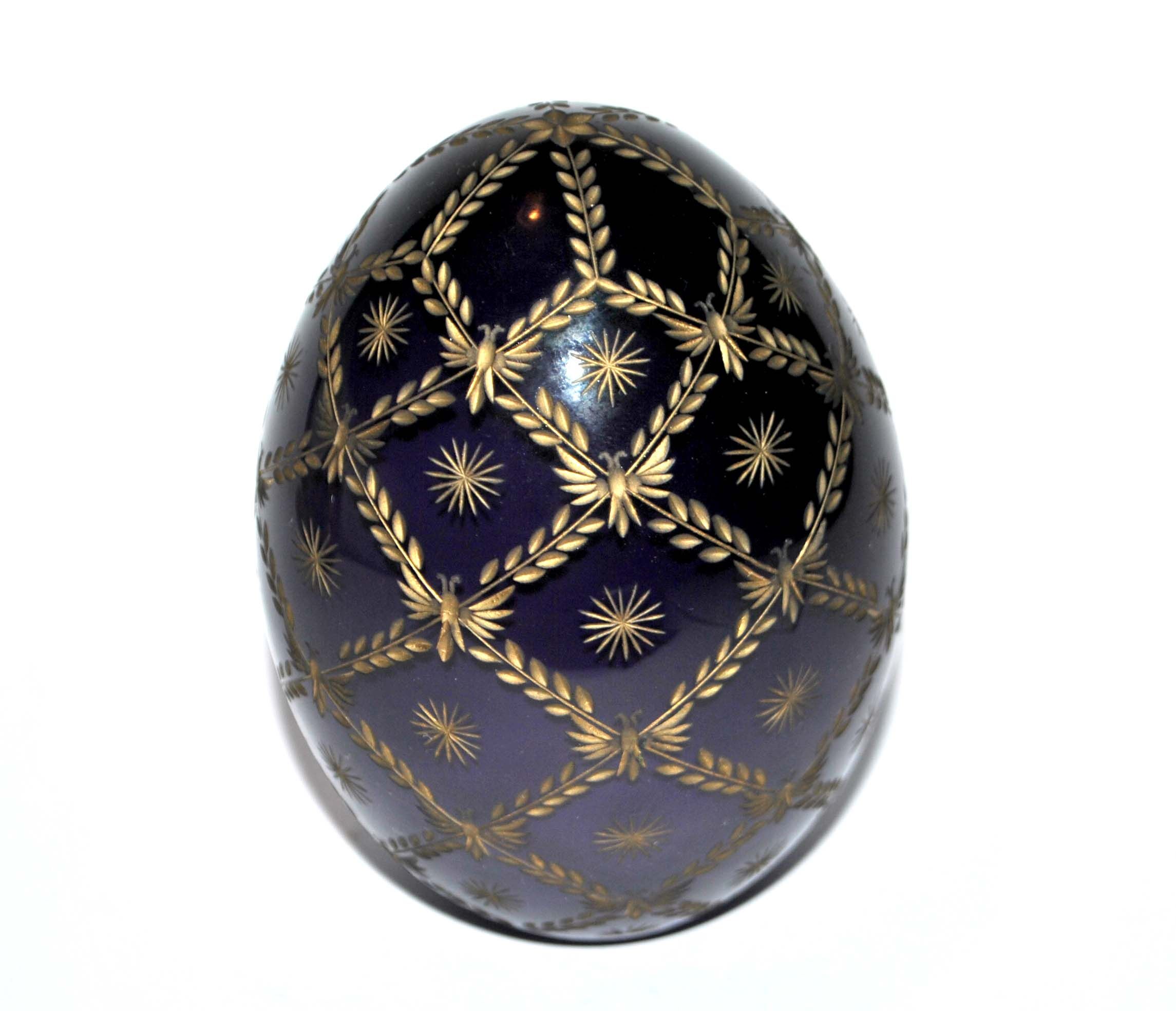 FABERGE Egg paperweight engraved purple gold signed by Fabergé numbered