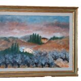 Large oil on canvas Marino Scardigli (1921-2005) - Tuscan landscape 124x94 cm