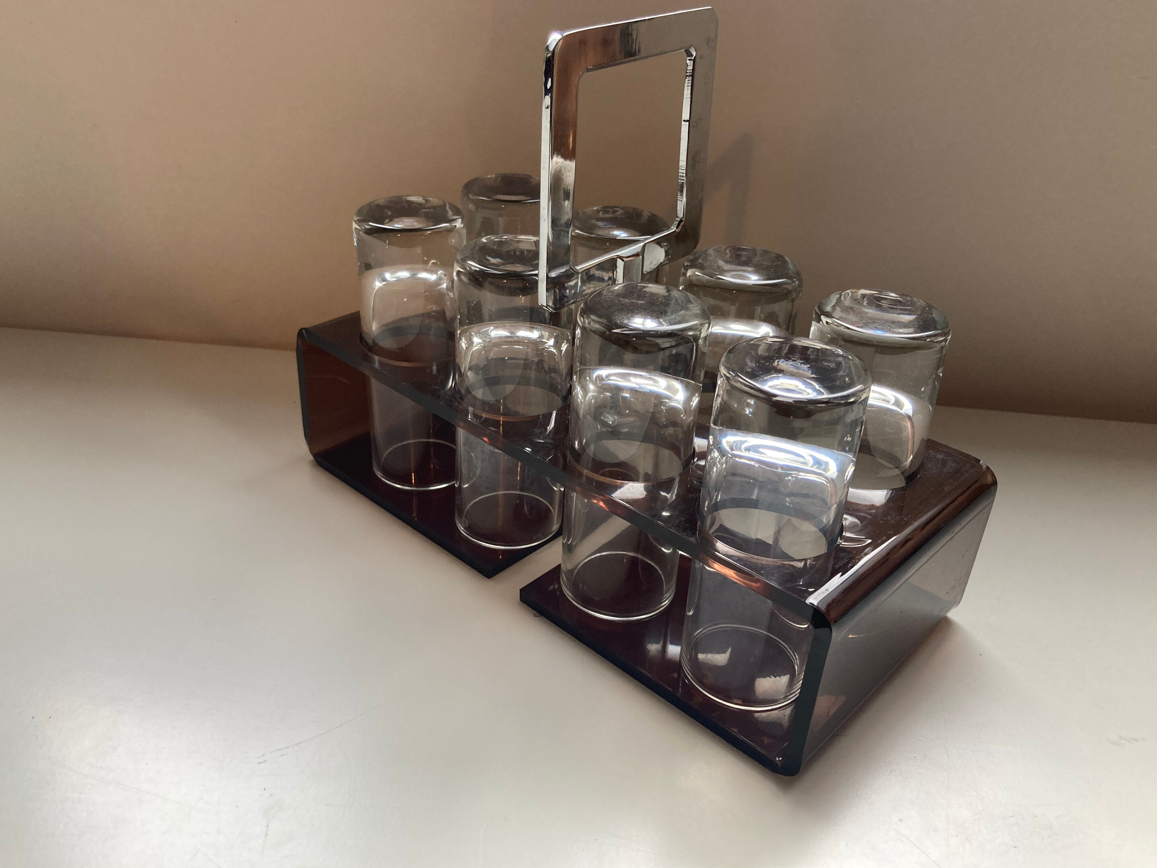 Old vodka alcohol aperitif shot service from the 70s