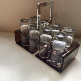Old vodka alcohol aperitif shot service from the 70s
