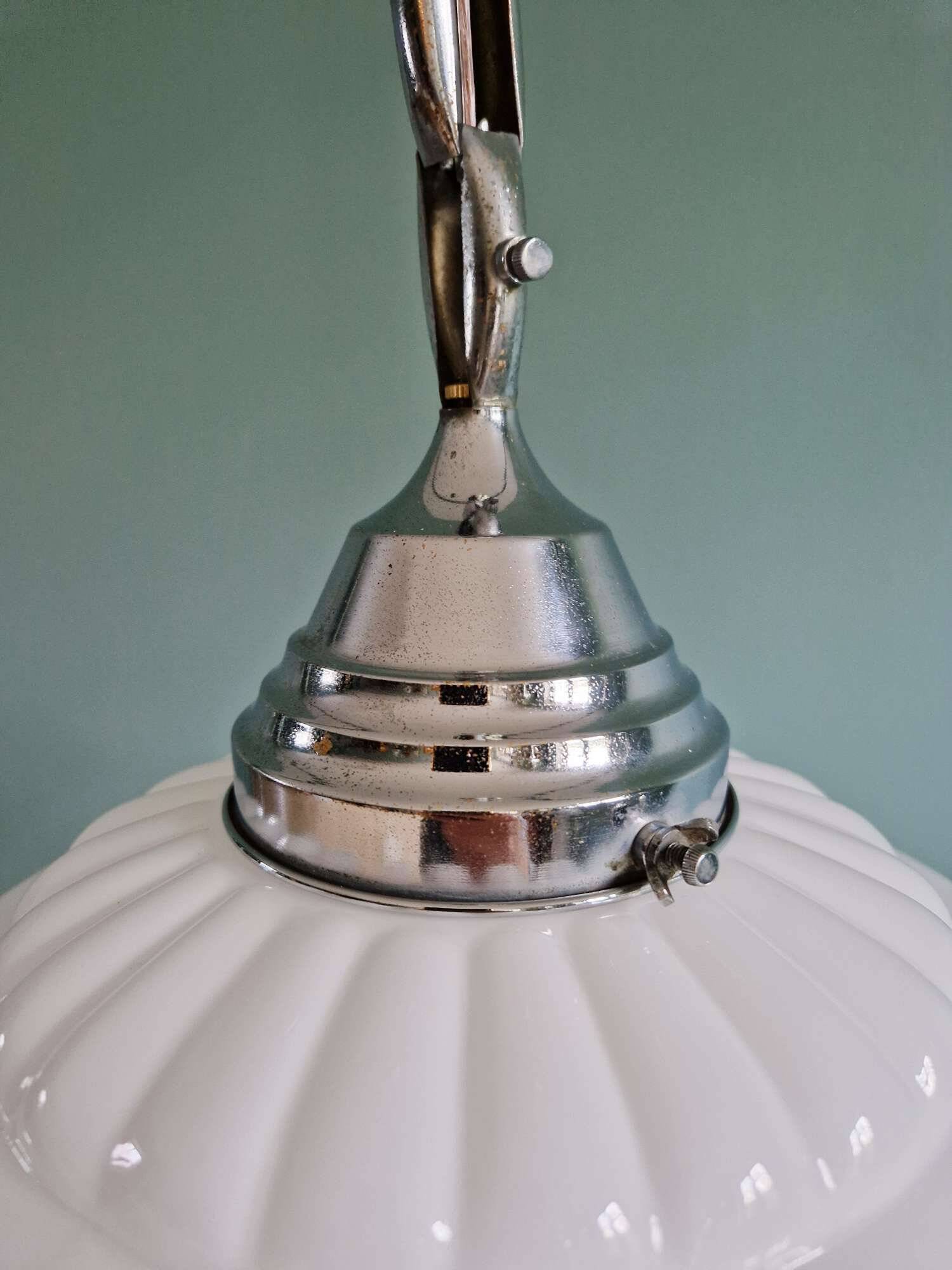 Philips Art Deco pendant lamp in white opaline, 1920-30