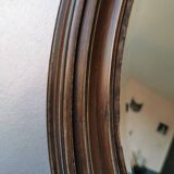 Miroir ovale vintage en bois, 1970 (82 cm x 55 cm)