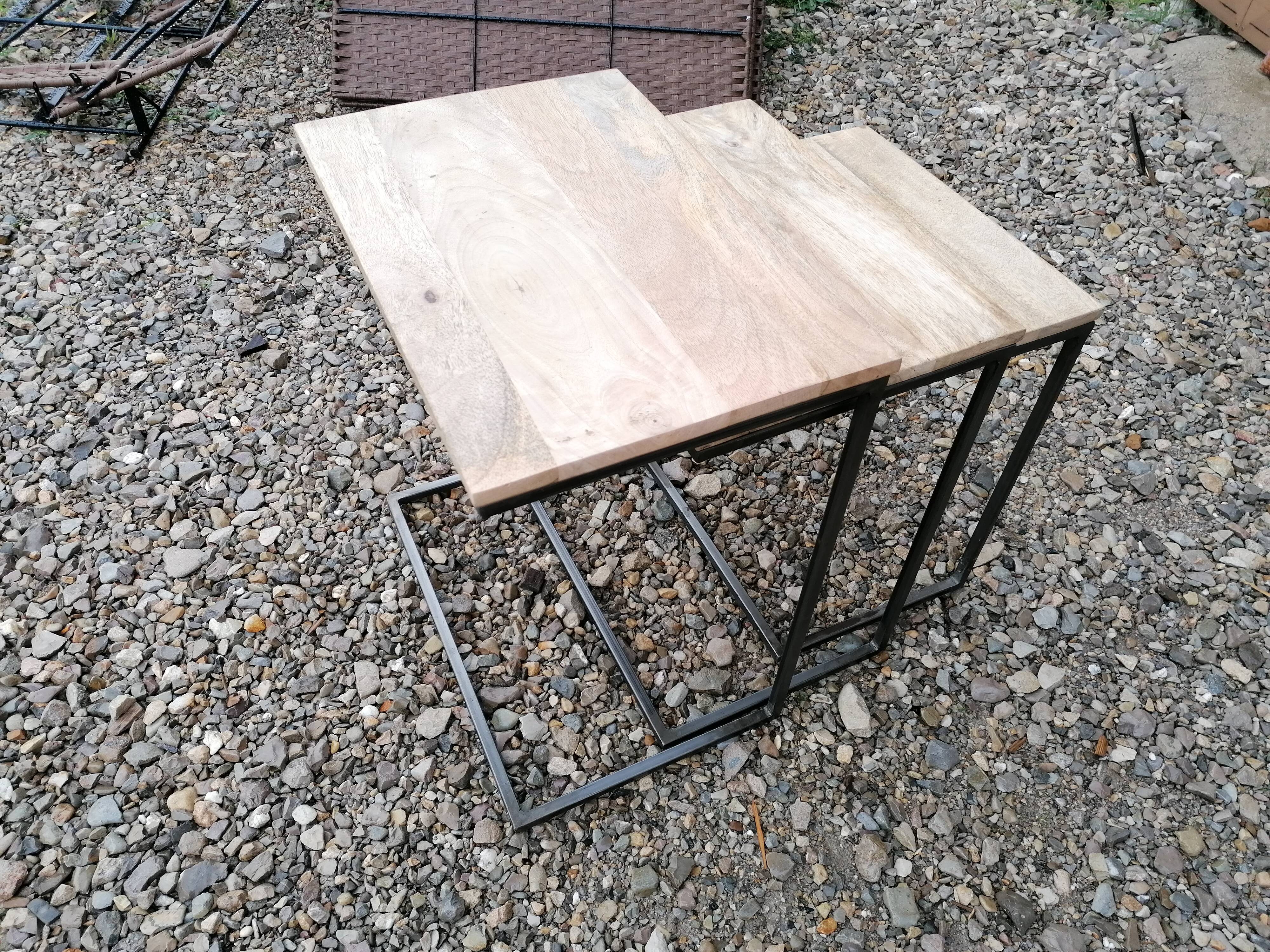 Lot of 3 metal and wood pull out tables