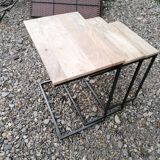 Lot of 3 metal and wood pull out tables