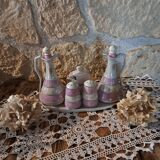 table server oil, vinegar, mustard, salt and pepper shakers with tray