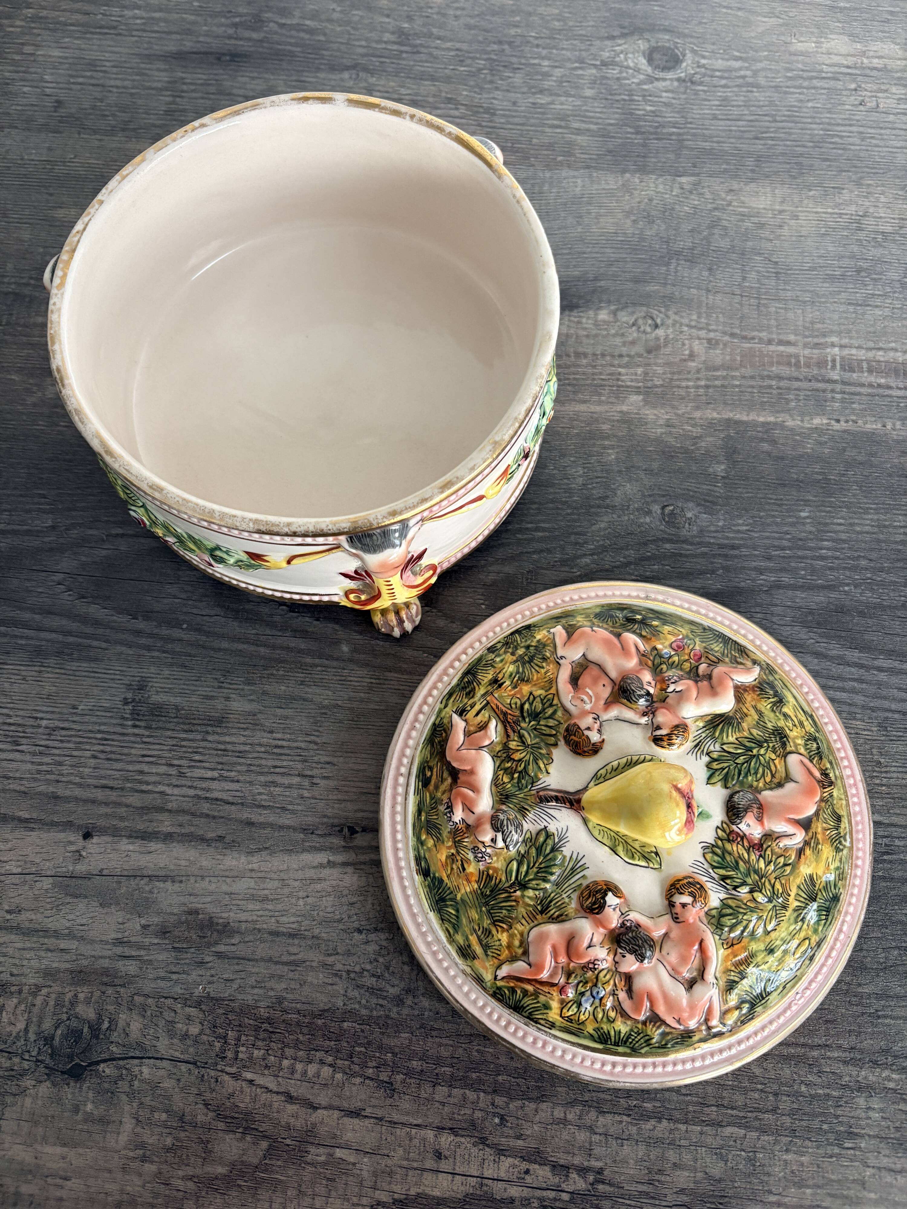 Old Italian ceramic jewellery box