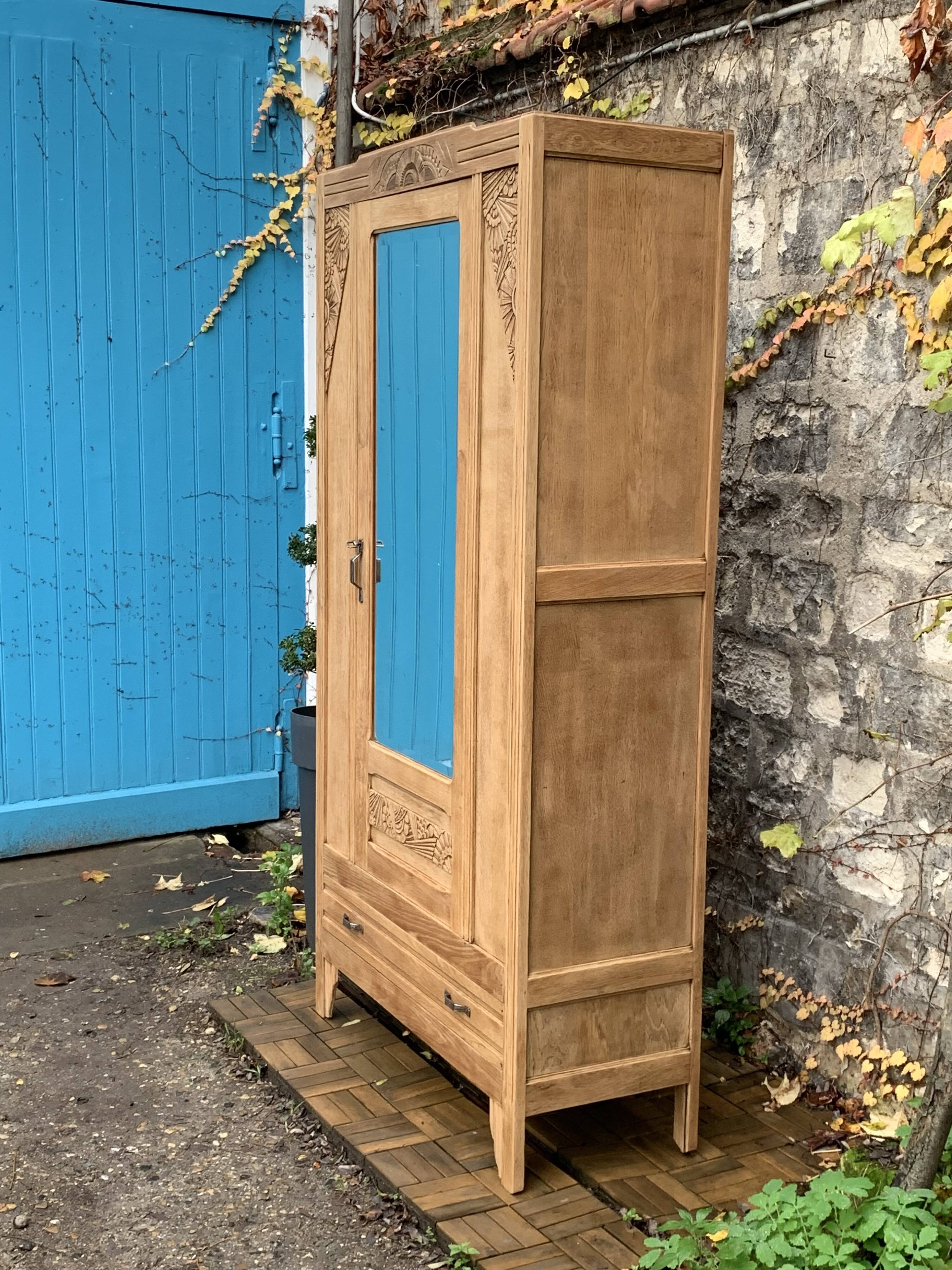 Parisian art deco cabinet in raw wood 1930