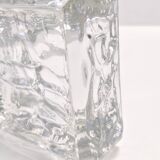 Vintage Square Transparent Molded Thick Glass Ashtray - Trinket Bowl, Italy