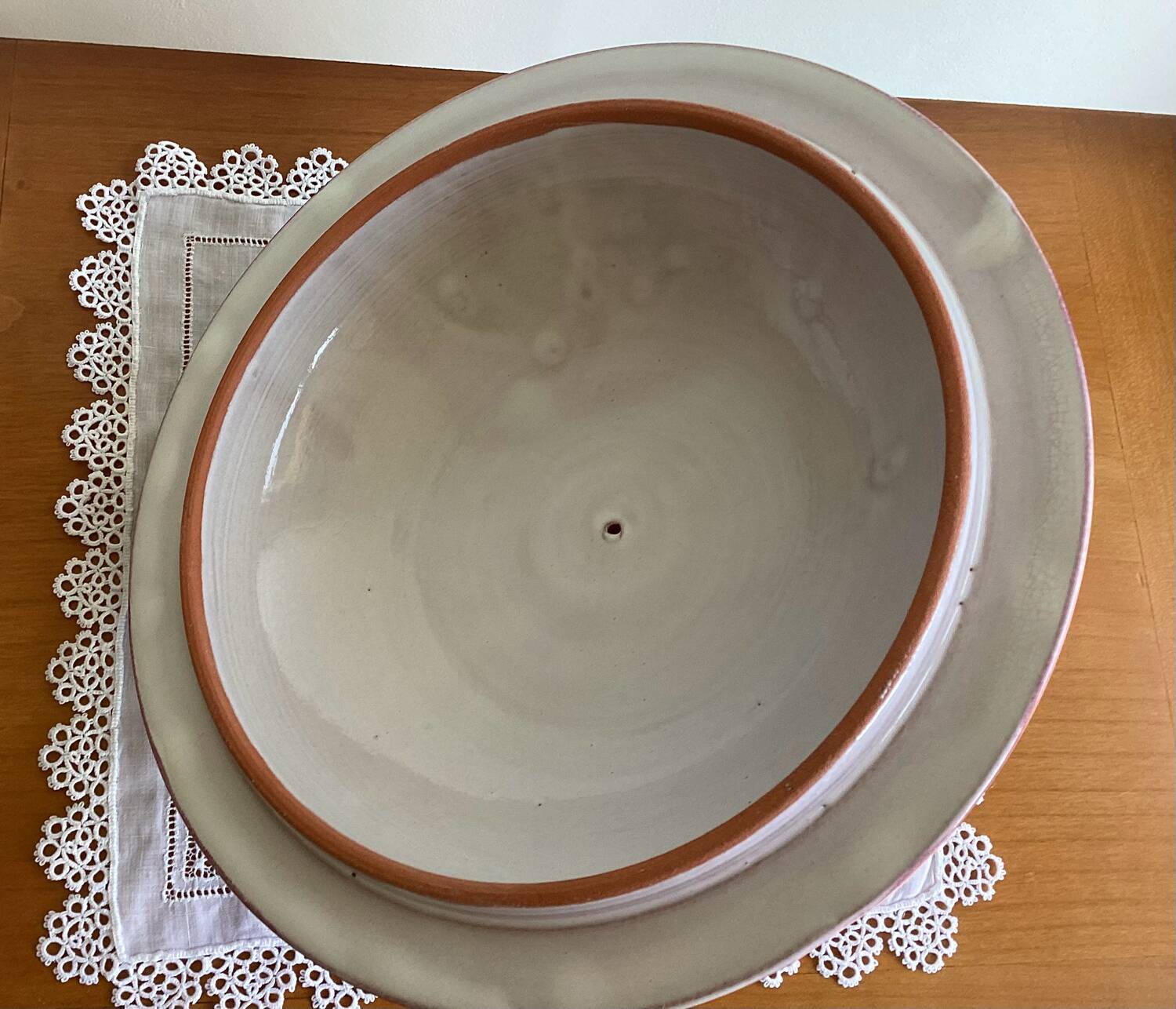 Vintage enameled pottery tureen