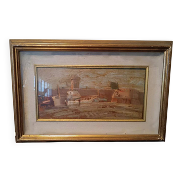 oil painting on panel signed and dated - seascape - harbor