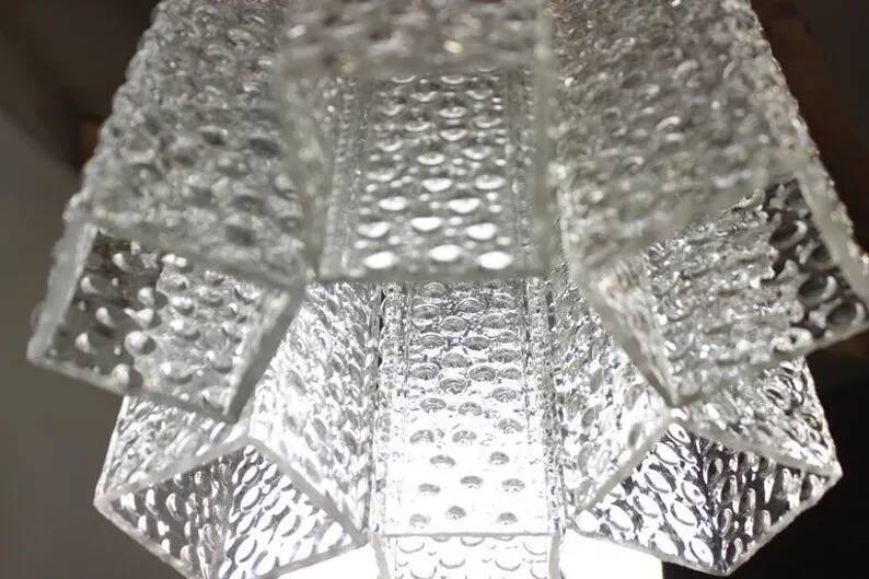 Vintage Glass Chandelier by Kamenický Šenov, 1960s