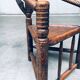 Brutalist Carved Oak Tripod Monk Chair, Sweden, 1930s