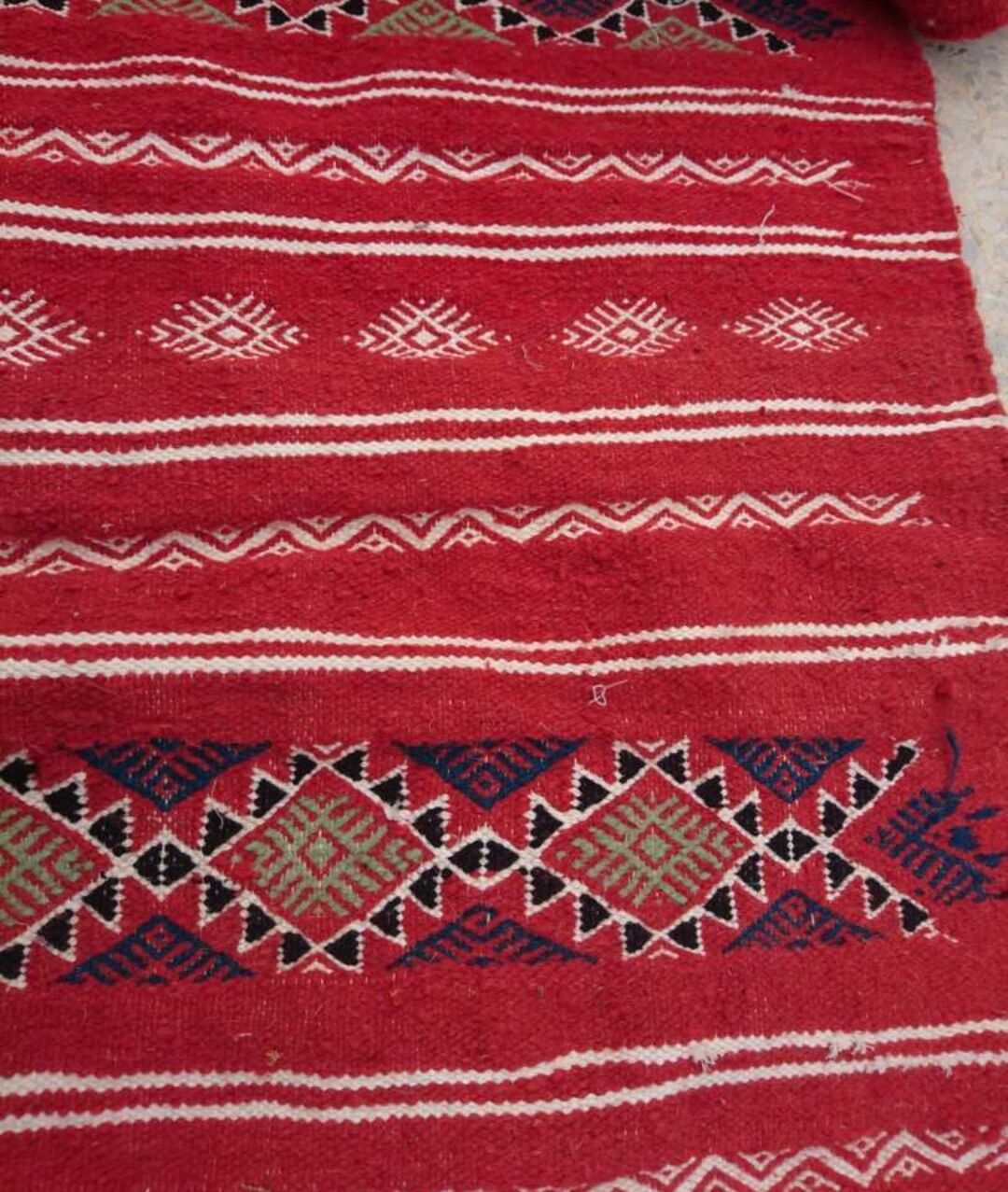 Red Berber kilim handmade carpets 200x118cm