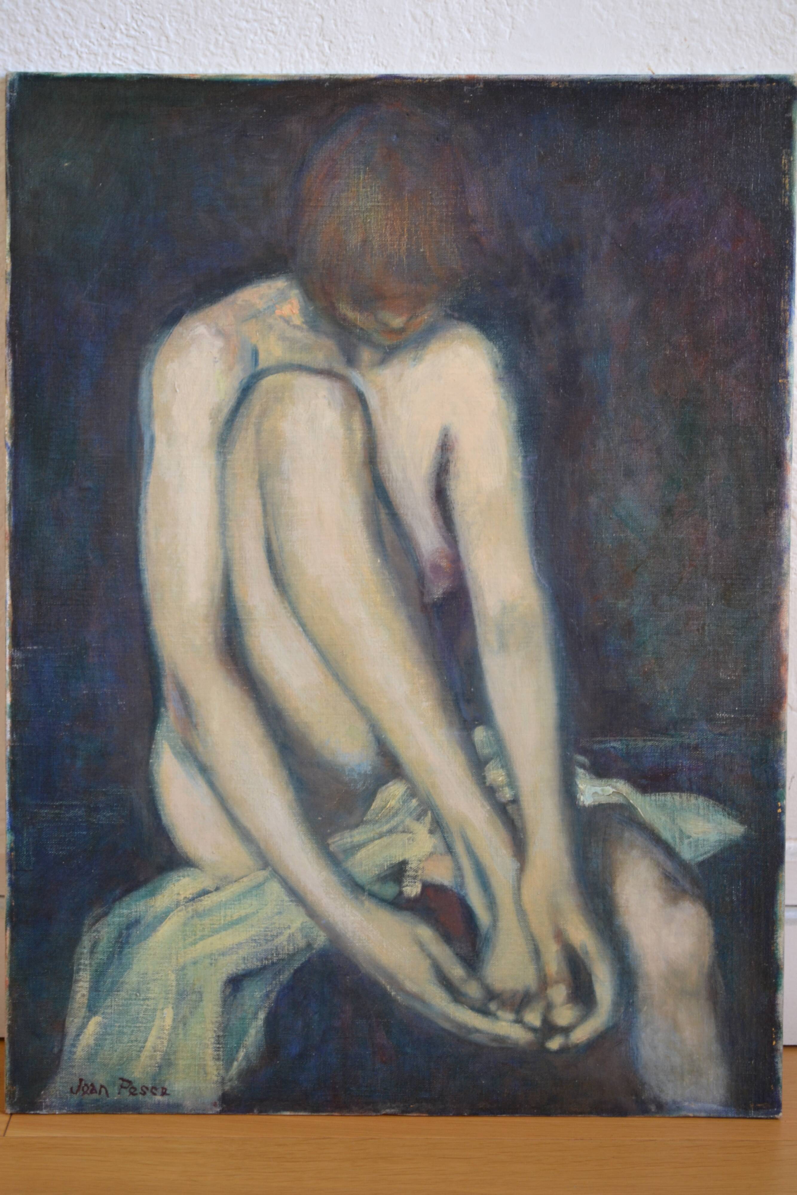 Jean Pesce (1926) painting "nude with bent leg" HSP