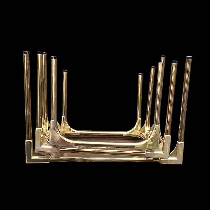 Trio of nesting tables in gold, smoked safety glass, 1970s