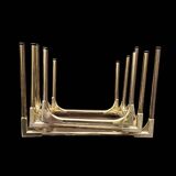 Trio of nesting tables in gold, smoked safety glass, 1970s