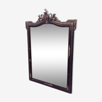 Miroir ancien d'époque Napoléon III noir 115 x 164 cm