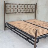 Double bed in burnished brass