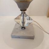 Hand-cut crystal and white marble lamp 57 cm