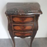 Antique inlaid bedside table with marble top