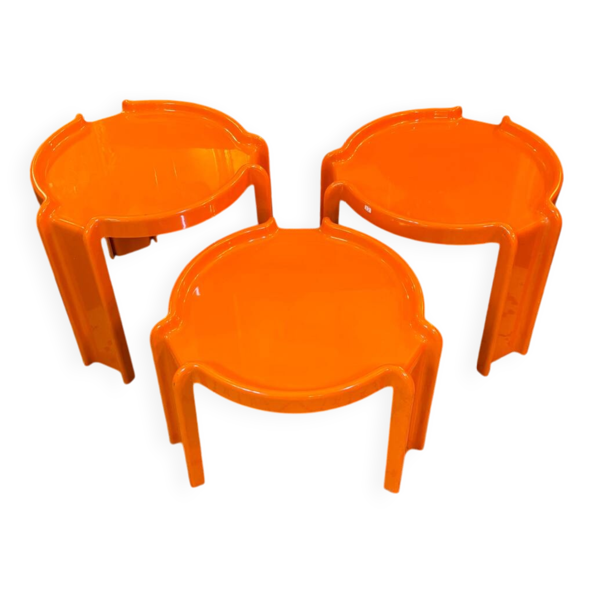 Set of 3 orange nesting tables from Kartell
