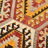 6x9 Colorful Handmade Geometric Kilim Rug, 182x283Cm