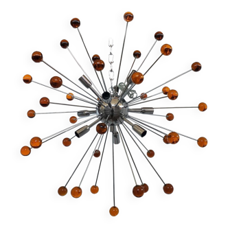 Lustre spoutnik en verre de murano ambre « star »