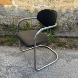 Effezeta armchairs, Italian design from the 70s, in chrome and black leatherette