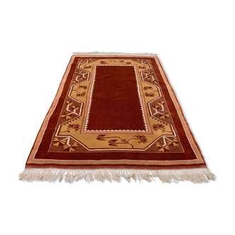 Old Turkish Milas Rug 200x142 cm vintage carpet Ushak Region Beige Rust Medium