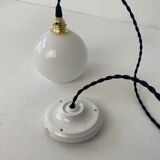 Lot 3 old hanging lamps in vintage opaline 10 cm