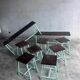 Bancs et tabourets industriels vintage, lot de 9, années 1950–1960