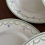 1900s Set of 6 vintage earthenware flat plates, Violetta model by Longwy