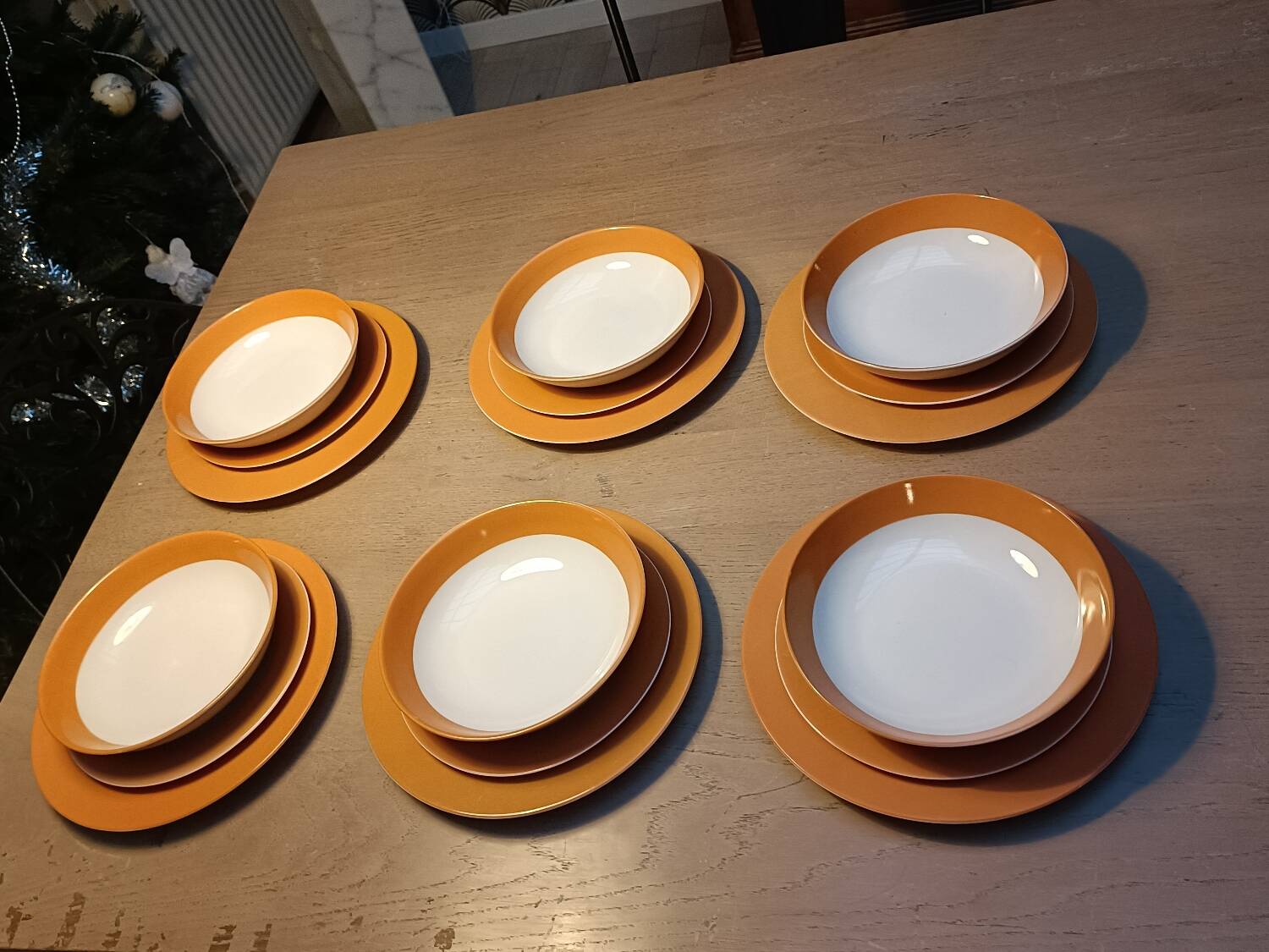 Orange Limoges porcelain plates