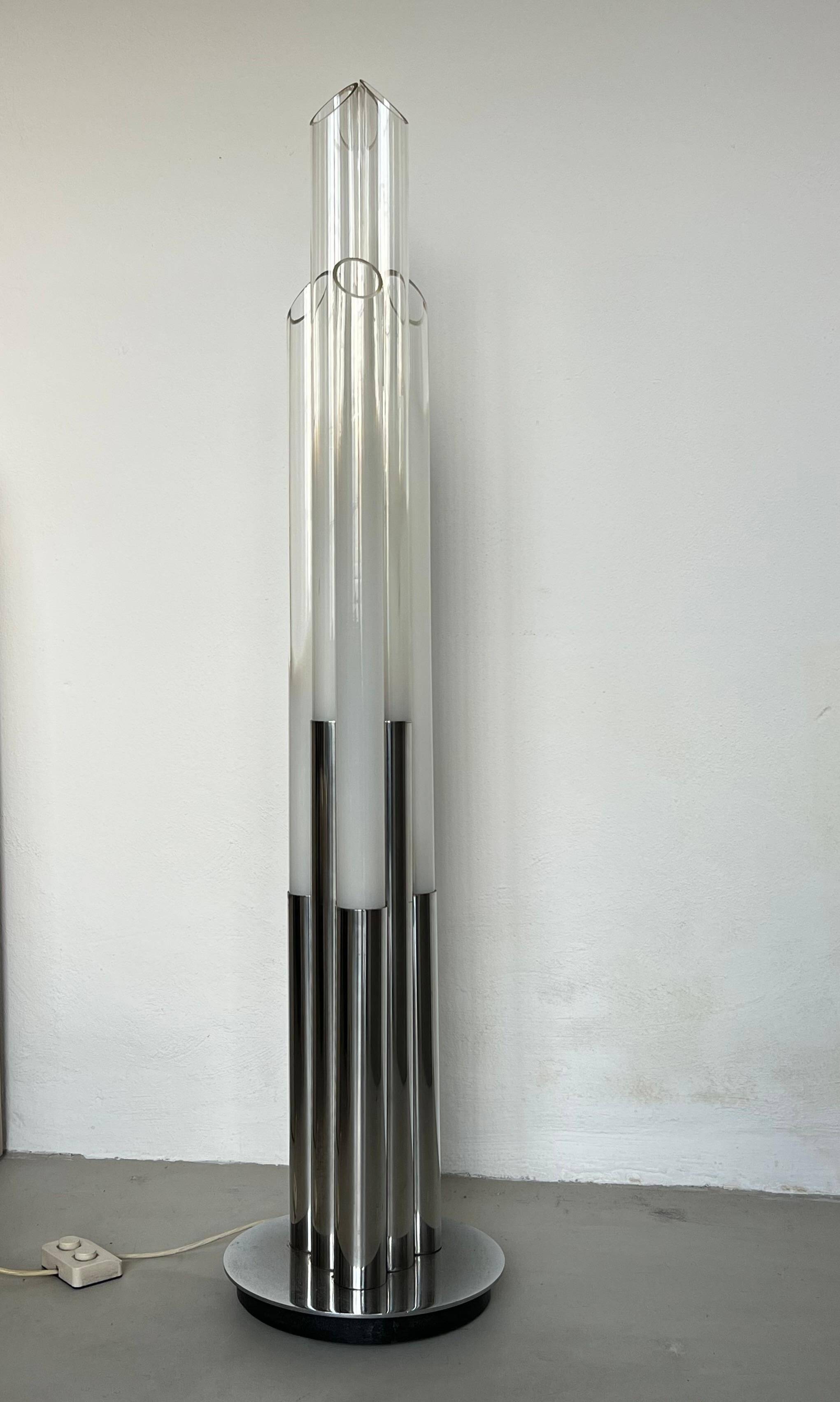 Vintage 1960s Nason, Mazzega, Murano Glass and Metal floor lamp