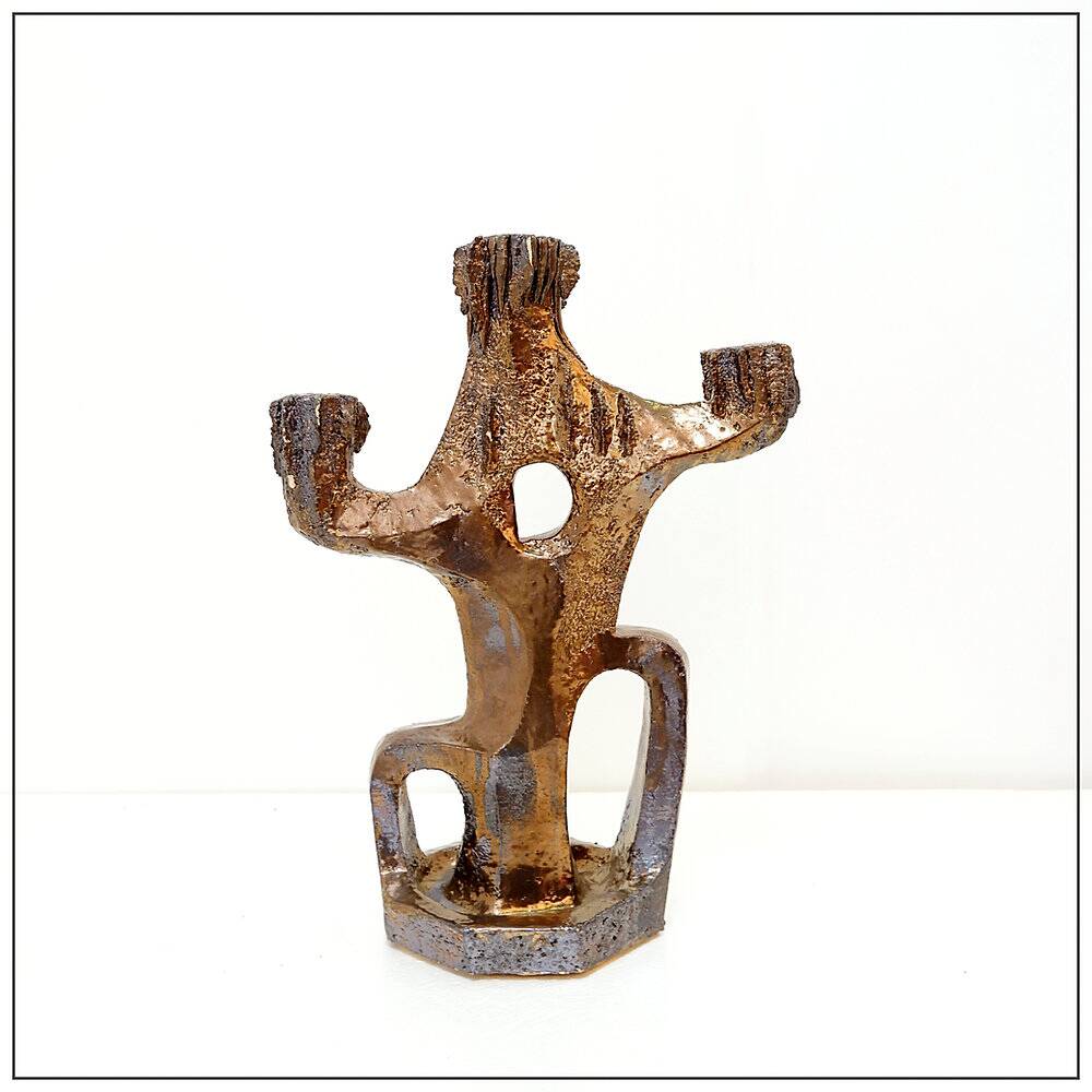 Sculptural ceramic candlestick by Walter Van Den Panhuyzen - 1970s