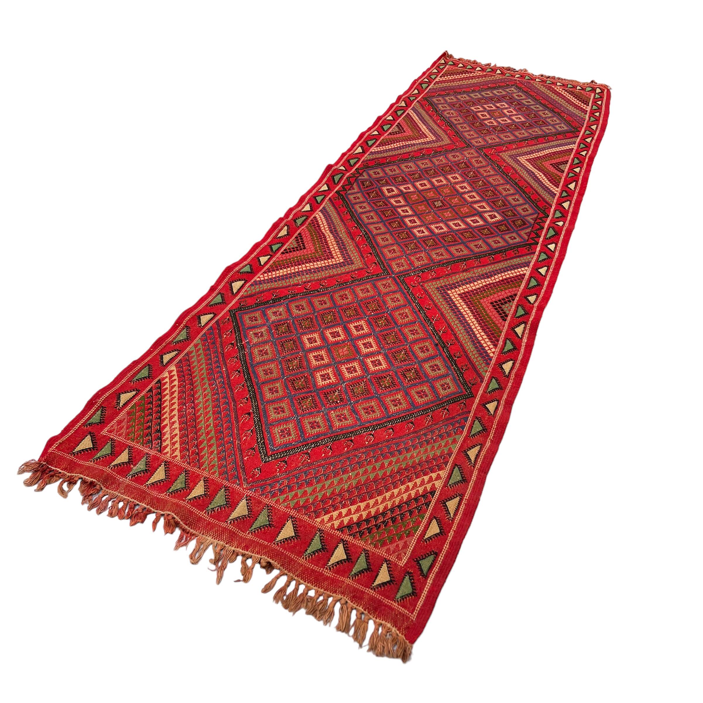 Vintage moroccan Kilim Runner , 295 x 86 cm