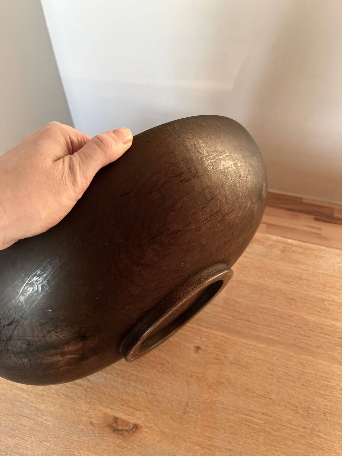 Large wooden bowl by Joshua Vogel at BCMT New York