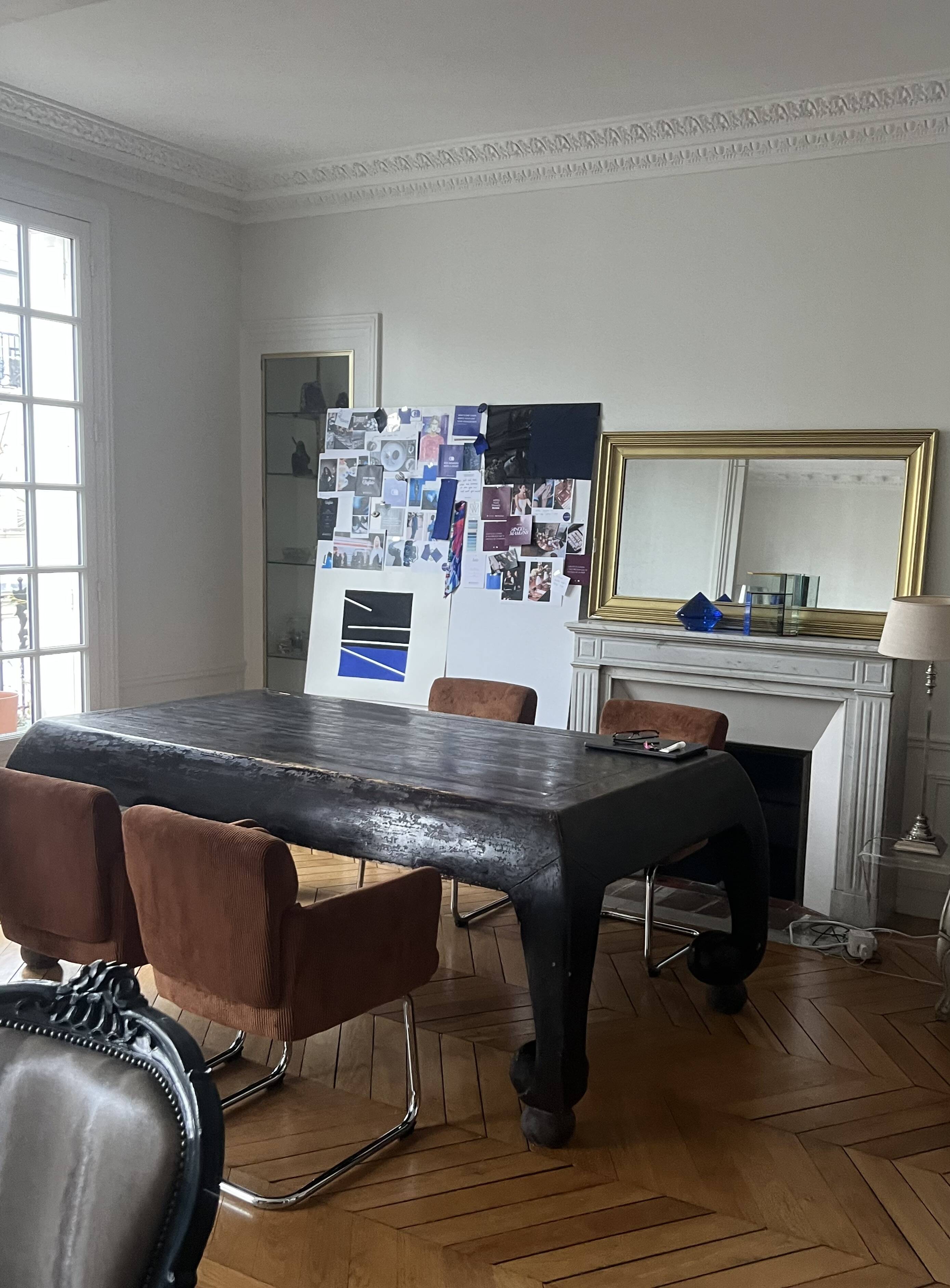 Large antique Chinese black table made of patinated solid wood.