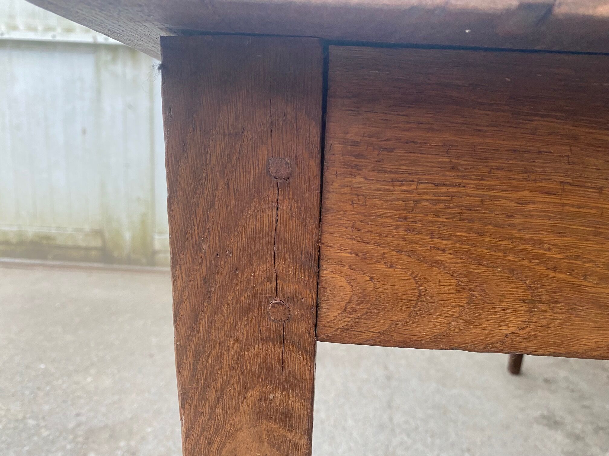 Solid oak farmhouse table with 2 drawers 1900